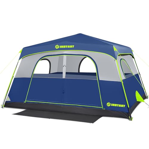 4/6/8/10 Person Instant Tent, Waterproof Pop Up Tents for Camping with Rainfly, 60 Seconds Easy Setup, Automatic Cabin Tent for Family Camping with Expandable Carry Bag & Upgraded Ventilation - color: Blue, size: 8 Person