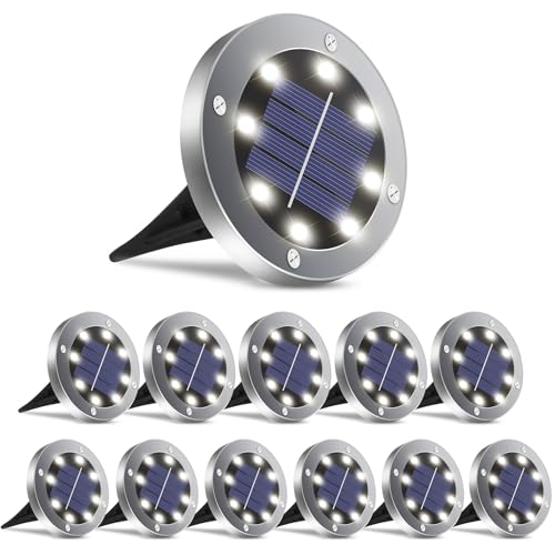 OULONGER 4.6inch Solar Lights Outdoor Waterproof,12Pack Solar Lights for Outside,Solar Garden Lights Landscape Lighting for Patio Pathway Lawn Yard Deck Driveway Walkway(White Light) - color: White, size: 12pack
