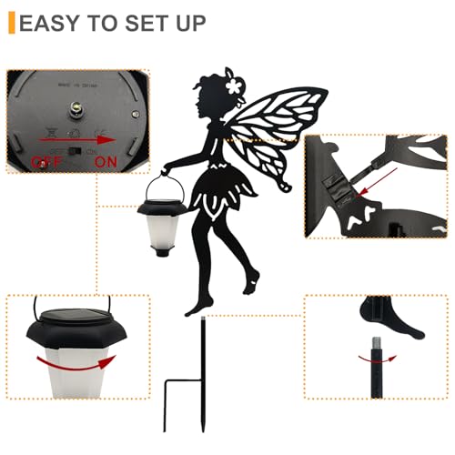 Solar Fairy Garden Stake Decorative Lantern, 2 Pack Metal Fairy Angel Garden Silhouette Lights for Lawn, Pathway, Patio, Yard Outdoor Decor - size: Fairy1