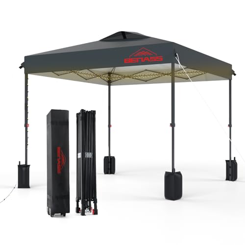 8x8 Pop Up Canopy, Easy Up Canopy Tent, Heavy Duty Tents for Parties, One Person Set Up Event Tent, Grey - color: Gray, size: 8x8