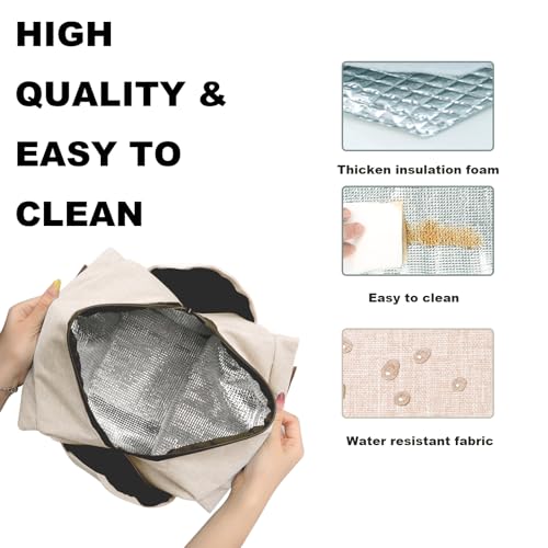 Joymee Lunch Bag Women Insulated Lunch Box Reusable Leakproof Large Spacious Cooler Tote for Women Men Adult with Bottle Holder and Side Pockets for Work Office Travel Picnic - Beige - color: 04 Beige