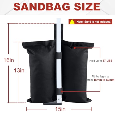 ABCCANOPY Canopy Weights 120 LBS Gazebo Tent Sand Bags,4-Pack Black (Without Sand) - color: Black, size: 120 LBS