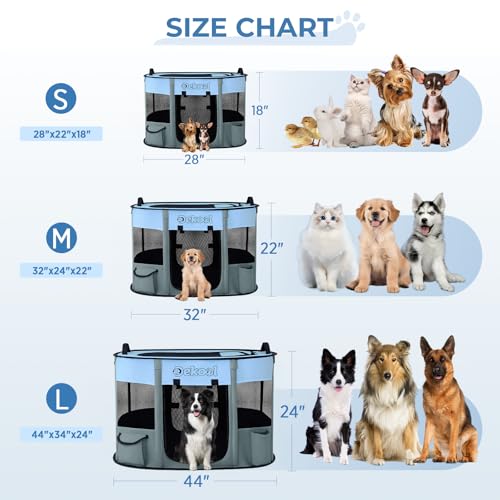 Foldable Dog Cat Playpen, Portable Dog Crate for Puppies, Cat, Puppy Play Pen for Indoors, Kennel Tent Crate for Indoor Outdoor Travel Camping Use with Carrying Case (Blue, S) - color: Blue, style: Small(27"x22"x17")