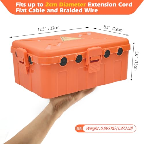 Hrensaw Large Outdoor Electrical Box(12.5x8.5x5inch),IP54 Waterproof Outdoor Outlet Covers,Weatherproof Extension Cord Covers Protect Outlet,Plug,Timer,Power Strip,Holiday Light,Orange - color: Orange, size: Large