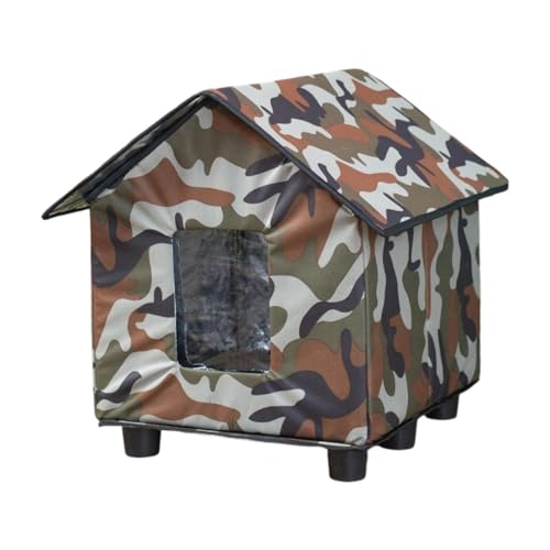 Outdoor Cat House Tent Pet Supplies Foldable Insulated Kitten House Stray Cat Shelter for Outside Garden Patio Winter Porch, Multicolor - color: Multicolor