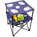 Portable Folding Camping Table with Cup Holders – Lightweight & Compact 2-Tier Outdoor Table with Storage, Ideal for Card Games, Snacks, Picnic, Tailgating & Camping (Navy Blue)
