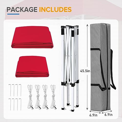 EAGLE PEAK Pop up Canopy 5x5, Outdoor Portable Canopy Tent with One Removable Sunwall, Carry Bag Included, Red - color: Red