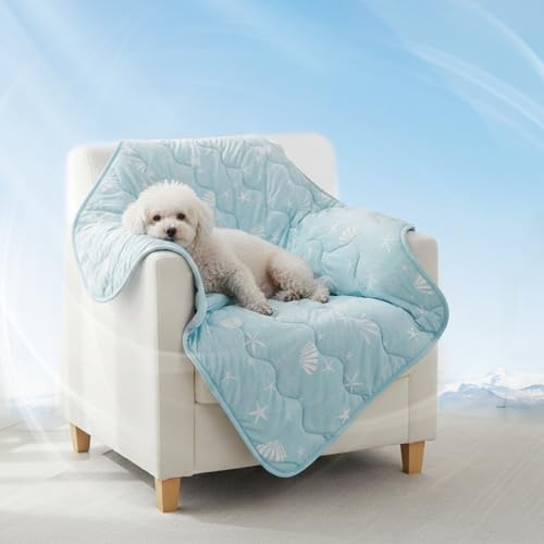 NWK Dog Cooling Blanket, Q-Max>0.345, Ice Silk Cool to Touch Material, Bed Cover, Furniture Protector Couch Sofa for Summer, Anxiety Relief-Machine Washable (Ocean Blue, 30'' X 40'') - color: Ocean Blue, size: 30* 40