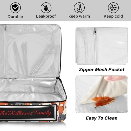 Kcldeci Custom Insulated Casserole Carrier Cats Funny Cartoon Personalized Food Carriers with Dish Storage Leakproof Lasagna Holder Bag for Lasagna Pan Baking Dish Casserole Dish - color: D03