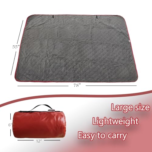 Large Outdoor Blanket Waterproof Quilted-Thick Warm Fleece Blanket for Stadium Camping Picnics Beaches Pets Sports - Sandproof Windproof Washable Portable - Red - color: Red