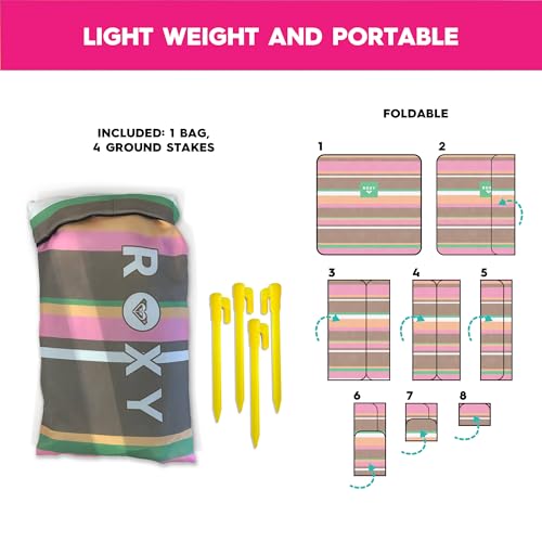 Roxy Sand-Free Beach Mat – Large Waterproof Outdoor Picnic Blanket, Lightweight Foldable Mat for Beach, Camping, Park, or Travel – Fits 4-6 People, Quick-Dry, Durable