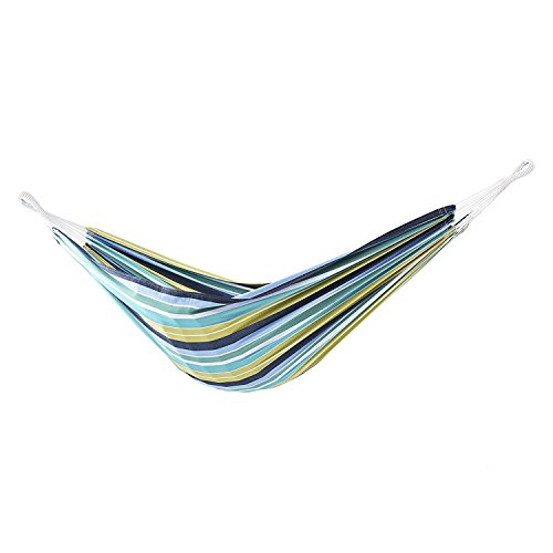 Vivere Brazilian Style Double Outdoor Cotton Hammock with Carry Bag, Cayo Reef - color: Cayo Reef