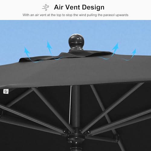 PURPLE LEAF 10' x 6.5' Rectangular Patio Umbrella Outdoor Table Umbrella Aluminum Frame Market Umbrella Sun Umbrella with 8 Sturdy Ribs & Tilt for Garden Deck Lawn & Pool Black - color: Black, size: 6.5' x 10'