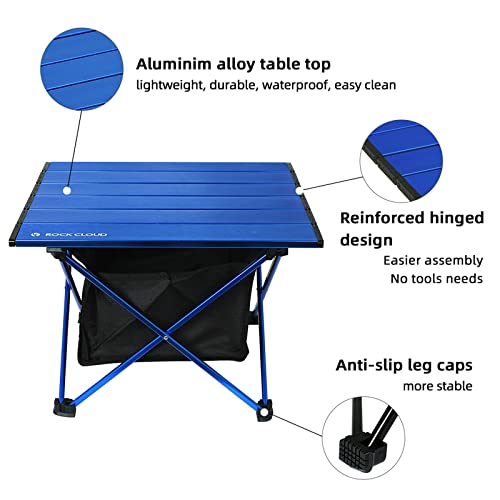 ROCK CLOUD Portable Camping Table Ultralight Aluminum Camp Table with Storage Bag Folding Beach Table for Camping Hiking Backpacking Outdoor Picnic - color: Blue, With Storage Bag, size: Small