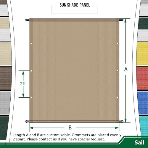 3' x 11' Universal Pergola Shade Cover with Grommets Weighted Rods, Sun Shade Cloth Outdoor Canopy Replacement Cover, Patio Awning for Porch, Backyard, Gazebo, Garden, Sand - color: Sand, size: 3'x11'