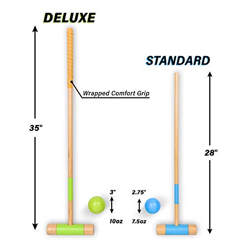 GoSports Six Player Croquet Set - Choose Deluxe (35") or Standard (28") - Modern Wood Design - style: Standard