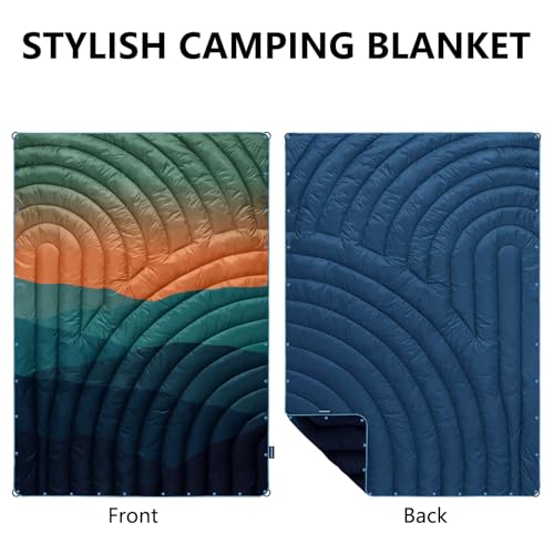 Camping Blanket,Lightweight Puffy Printed Camping Blanket Packable Outdoor Blanket for Camping,Traveling, Stadium, Hiking, Picnics - color: Dawn, size: 52x75"