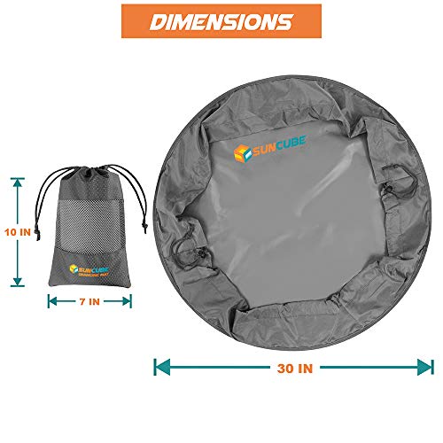 SUN CUBE Wetsuit Changing Mat & Waterproof Surf Bag – Drawstring Dry Bag for Surfing, Kayaking & Beach – 30” Leakproof Portable Gear Mat - color: Gray