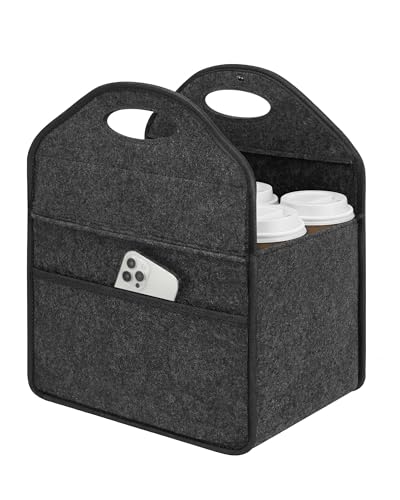 6 Cup Drink Carrier with Handle, Portable Felt Reusable Cup Holder for Hot & Cold Drinks, Coffee Carrier for Delivery, Takeout, Picnics, Parties - size: 6 Cup