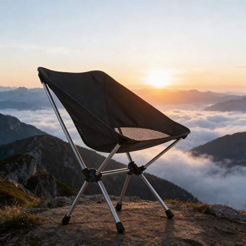 Wind Tour Portable Camping Chair Lightweight Foldable Outdoor Chair for Hiking Camp Backpacking Lawn Beach Fishing Picnic with Carry Bag (Silver - Ultra Light) - color: Silver - Ultra Light
