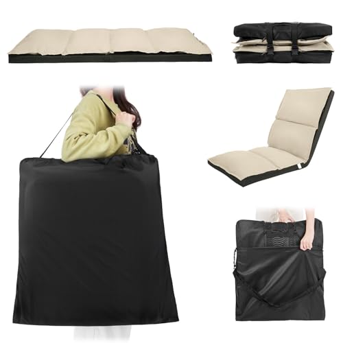 XK Foldable Camping Floor Lounge Padded Chair Couch for Outdoor Travel - color: Beige