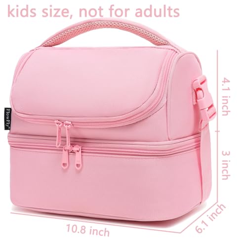 FlowFly Double Decker Cooler Insulated Lunch Bag Large Tote for Boys, Girls, Men, Women, With Adjustable Strap,Pink - color: Pink#All