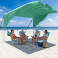 MoKo Beach Shade Canopy, 100 Sq.Ft. Wind-Supported Sunshade Sail for 4-6 People, Lightweight Easy Setup Beach Tent with UPF 50+ Sun Protection for Family Travel Coastal Trips, Green