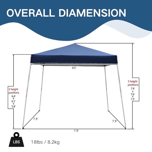 Outvita Canopy 7.8x7.8' Pop Up Commercial Instant Gazebo Tent, Waterproof & UV Protection Canopy Tent with Slant Legs for Party Wedding Birthday BBQ Events - style: 7.8x7.8-blue