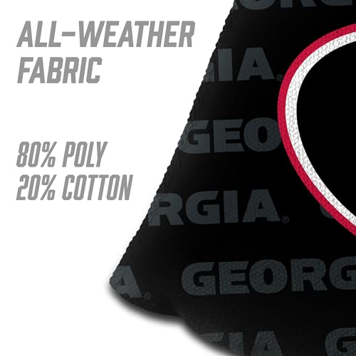 YouTheFan Officially-Licensed NCAA Set of 4 Cornhole Bags - All Weather Regulation 6” x 6” Size - 16oz Weight - Designed in USA - color: Georgia Bulldogs - Black