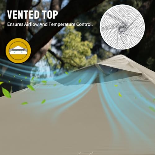 CROWN SHADES 12x12 Pop Up Canopy Outside Canopy, Patented One Push Tent Canopy with Wheeled Carry Bag, Bonus 8 Stakes and 4 Ropes, Beige - color: Beige, size: 12x12