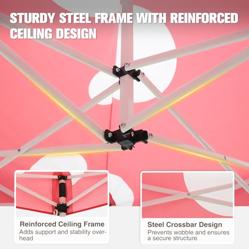 EAGLE PEAK Pop up Canopy 5x5, Outdoor Portable Canopy Tent with One Removable Sunwall, Carry Bag Included, Red Mushroom - color: Red Mushroom