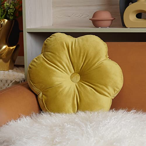 ARTMAGIC Flower Shaped Velvet Decorative Throw Pillow Cushion Ultra Soft Cute Floor Pillow for Couch Bed Sofa (Chartreuse) - color: Chartreuse