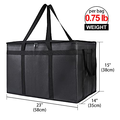 Bodaon 4-Pack Cooler Insulated Food Delivery Bag, Rideshare Delivery Bag, XXX-Large Thermal Bags for Catering/Hot Pizza, Travel/Camping/Picnic/Grocery Reusable Warmer Frozen, Black With Bottom - color: Black with Bottom, size: XXX-Large