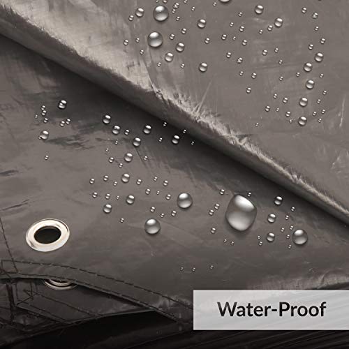 Alvantor Heavy Duty Tarp Waterproof 6'-10'-12'-15' Tarpaulin Ground Trailer with Rust Grommet Weather Resistant Cover Outdoor Camping 10 Mil Thick PE Floor Lightweight Mat - style: 10'x10'