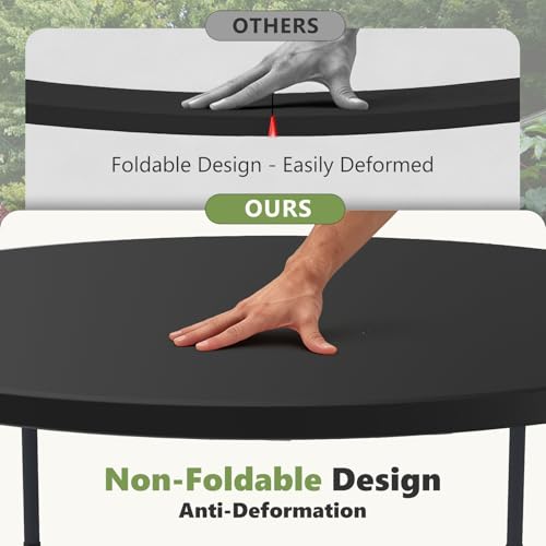 60" Folding Round Table, Plastic Dinner Table, Portable Folding Banquet Table for Living Room, Party or Outdoor Event, Black - color: Black, size: 60"