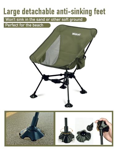 WildCall Lightweight Folding Camping Chair Compact Beach Chair with Anti-Sinking Large Feet - color: 1 X Green