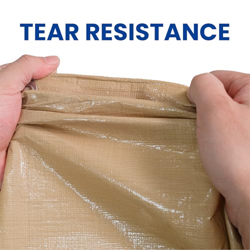 Tarp 20x20 Heavy Duty Waterproof Beige Tarp 12.5mil,Durable,Multipurpose, Weather Resistant,Uv Resistant,Tear Resistant,Can Be Used for Outdoor Furniture,Cars,Ships,Roofs-by MVPNET - size: 20x20