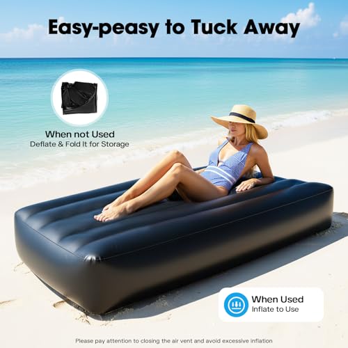 BBL Bed After Surgery for Sleeping, Inflatable Mattress with Hole, Brazilian Butt Lift Recovery Pillow Post Surgery, Air Mattress Sofa Couch for Home, Post-Operative Recovery Beds - color: Black