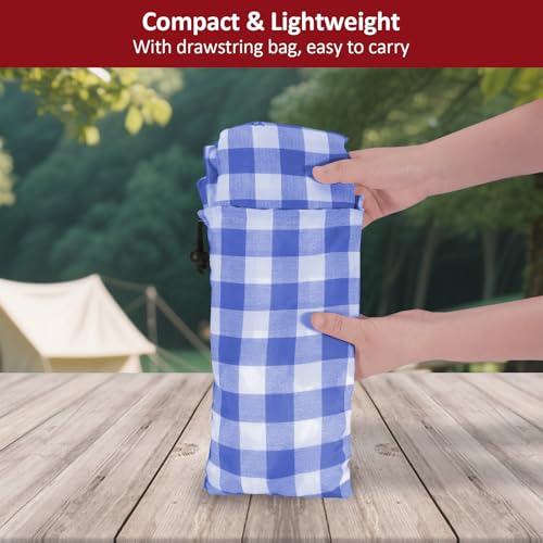 6ft Picnic Table and Bench Cover, Camping Essentials RV Gear, 72in Waterproof Windproof Outdoor Elastic All Around Tablecloth, Fitted Rectangle Tables and Seats, Blue-White Checkered - color: Blue-white Checkered, size: 72"