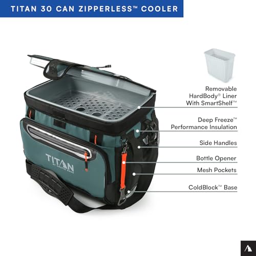 Titan by Arctic Zone Deep Freeze Cooler - Zipperless Hardbody Cooler - Deep Freeze Insulation, HardBody Liner, and SmartShelf - color: Jungle Hunt, size: 30 Can