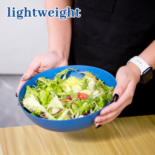 12-Pack 8.6 Inch Plastic Salad Bowls,Lightweight Unbreakable Dinner plates for Daily Use, Microwave & Dishwasher Safe Plates,Plastic Plates for Camping, Outdoor, food, Fruit (Blue) - color: Blue, size: 8.6 Inch
