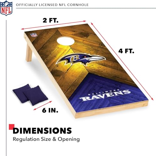 NFL Football 2' x 4' Regulation Size Solid Wood Cornhole Set with Direct Print HD Team Graphics Great Gift for Any Football Fan! Bean Bag Toss Family Outdoor Game