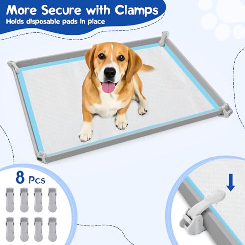 VavoPaw Pee Pad Holder for Dog, 22" × 34" Puppy Pad Holder with Clamps, Raised Edges Leak-Proof Dog Pee Pads Holders, Waterproof Silicone Potty Pads for Dogs, Easy to Clean Indoor, Light Gray - color: Light Gray, size: 22" × 34"