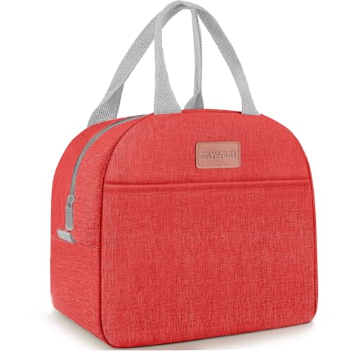 Lunch Bag for Women & Men Adult Insulated Lunch Box, Small Leakproof Cooler Food Lunch Containers Reusable High Capacity Lunch Tote Bags for Work, Travel, Outdoor (Red) - color: Red