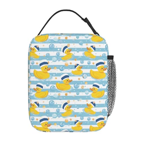 Cute Rubber Duck Insulated Lunch Box, Reusable Thermal Lunchbox with Funny Cartoon Yellow Farm Animal, Portable Handbags for Office, Beach, Camping, Road Trip, Hiking, Gifts for Girls Women - color: Duck 04