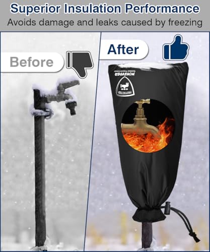 Enlarge Outdoor Faucet Cover for Winter Freeze Protection, 13” W x 30" H Hose Bib Covers Socks for Garden Lawn Faucets & Yard Hydrant, Reusable Long Insulated Spigot Cover, Black, 1 Pack - size: 13"×30"-1