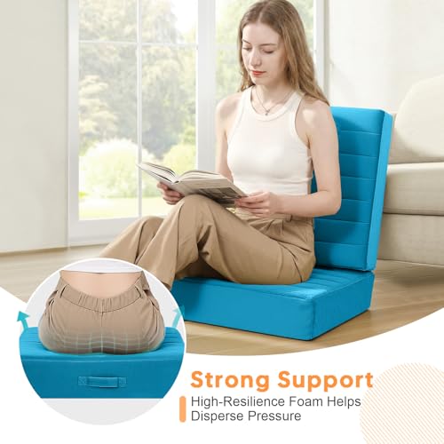 MeMoreCool Square Floor Pillow Seating for Adults Kids, Large Meditation Cushion Floor Pillow with Thick Foam & Soft Tufted Cover, Washable Big Pillow Seat Floor Cushion for Sitting Yoga 24" Blue - color: Sky Blue, size: 24 Inch