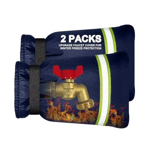 Upgrade Ourdoor Faucet Covers for Winter Freeze Protection, Large Hose Bib Covers for Outside Spigot Cover Socks, 2 Pcs Waterproof & Frost Free Water Pipe Insulated Protector Blue - size: 9.4"W * 6.7"H BLUE 2PCS