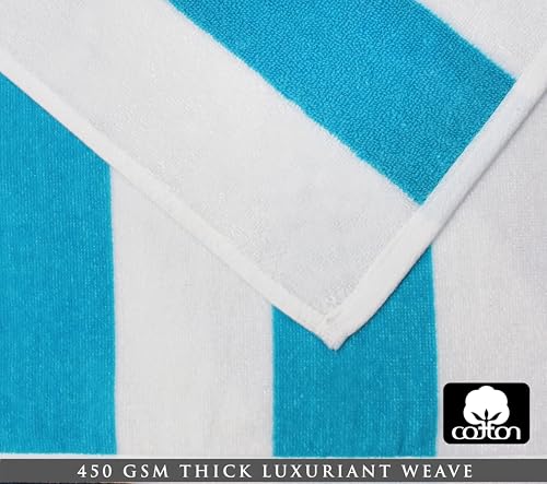 COTTON CRAFT Oversized Beach Towels - 2 Pack XXL 35x84 - The Big Kahuna 7 Foot Extra Large Beach Blanket Towel - Big & Tall - Huge 100% Cotton Velour Soft Luxury Pool Bath Towel - Cabana Stripe Aqua - color: Cabana Stripe - Aqua, size: 2 Pack - 35x84
