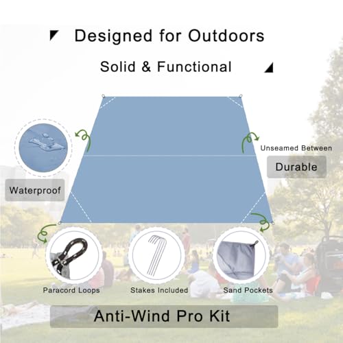 Outdoor Pocket Blanket, 55"x60" Waterproof Foldable Compact Picnic Blanket, Ultralight Tarp for Camping, Festival, Beach, Hiking, Backpacking, Travel and More, Stakes Included - color: Grey, size: 55"*60"